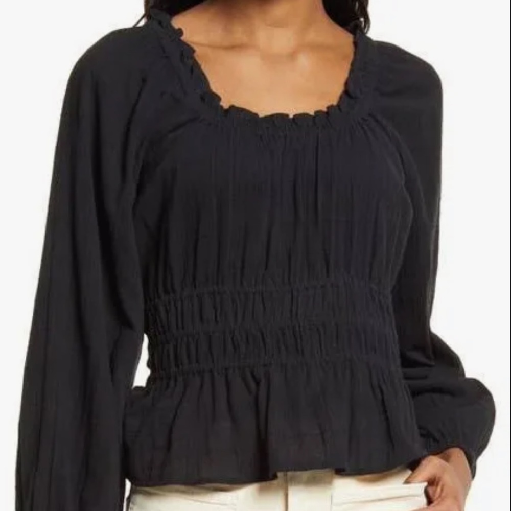 Madewell Sophia Top in Textured Plaid Black